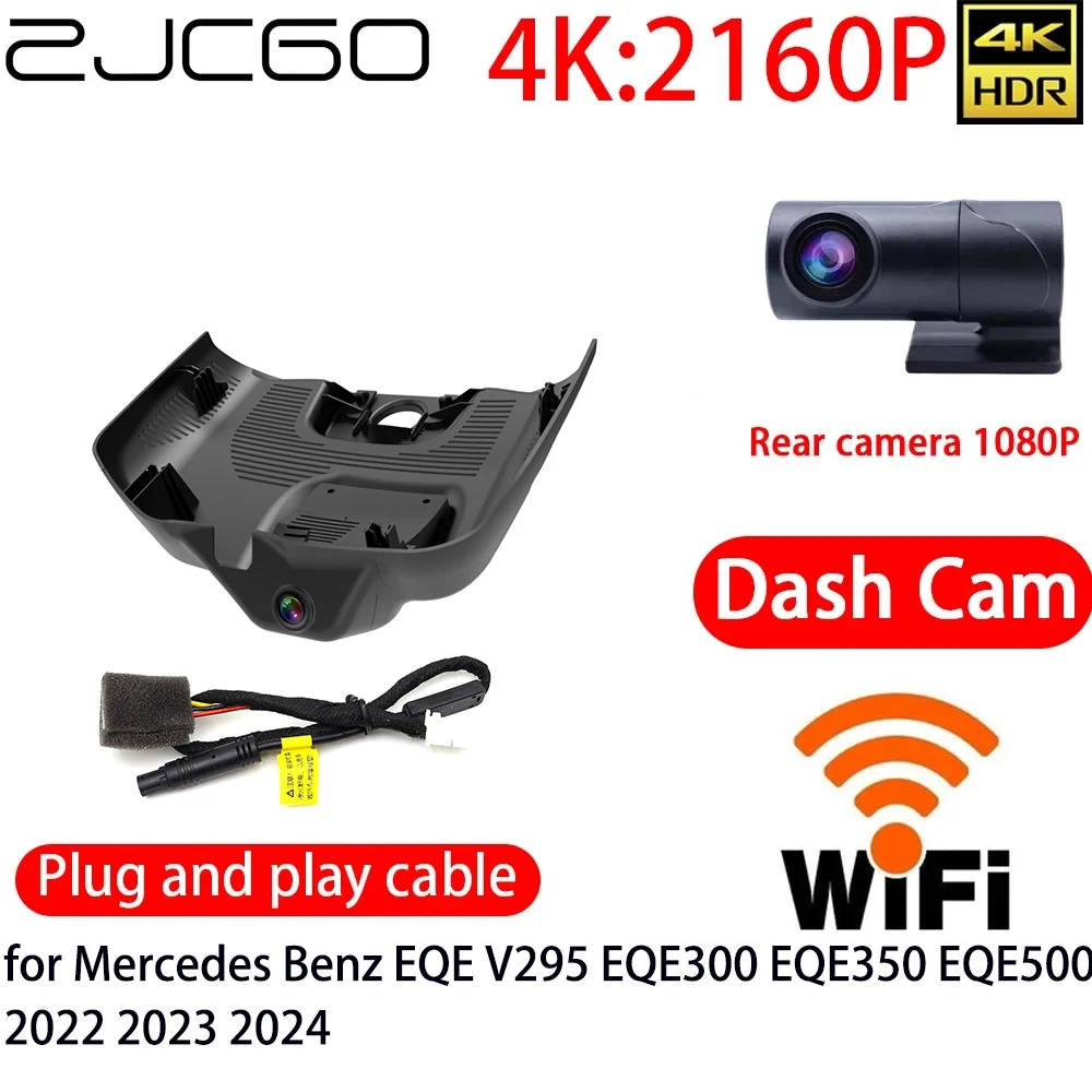 

ZJCGO 4K Car DVR Dash Cam Wifi Front Rear Camera 24h Monitor for Mercedes Benz EQE V295 EQE300 EQE350 EQE500 2022 2023 2024