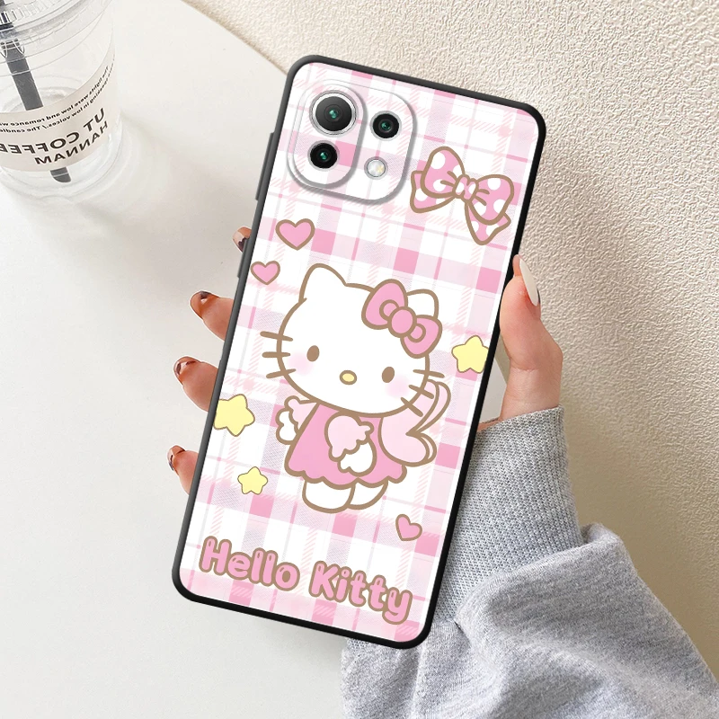 حافظة لهاتف شاومي ريدمي A3X A1 + 10A 10C K40 Pro A5 9 9C A3 12C A2 + 14C 9A 13C 9T K80 A4 غلاف ناعم كارتون ثلاثي هالو كيتي
