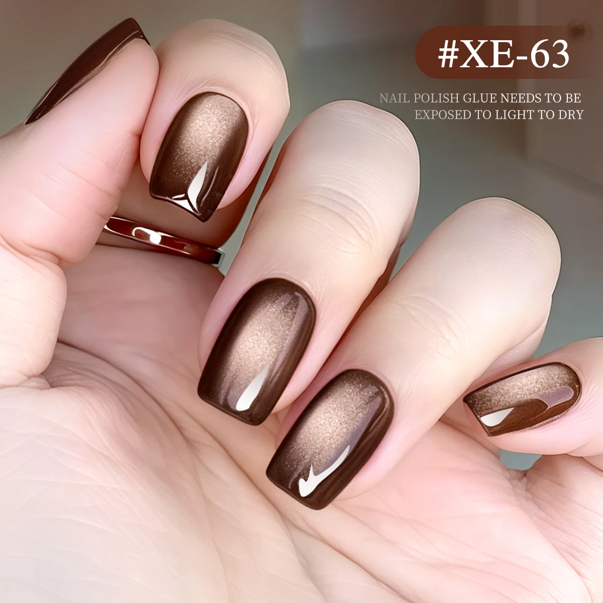 モカブラウンキャットアイパウダーボトル No. 63 超明るいブラウンキャットアイネイルジェルファッション LED サロンキャットアイジェルブリリアントキャットアイ