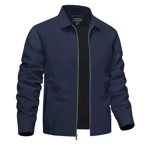TACVASEN Lightweight Work Jackets Mens Fashion Tunic Style Zipper Pockets Bomber Jackets Full Zip Spring Fall Jacket Outwear