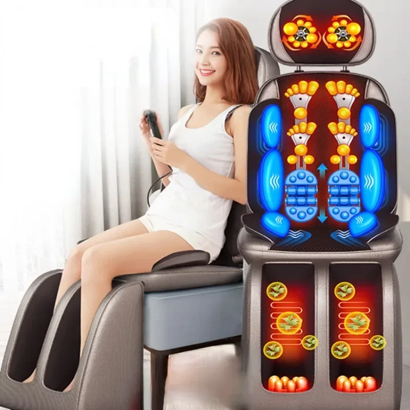 Intelligent Hand Controlled Adjustable Neck and Back Massager,Kneading Acupressure Massage Chair Vibration Full Body Massage Mat