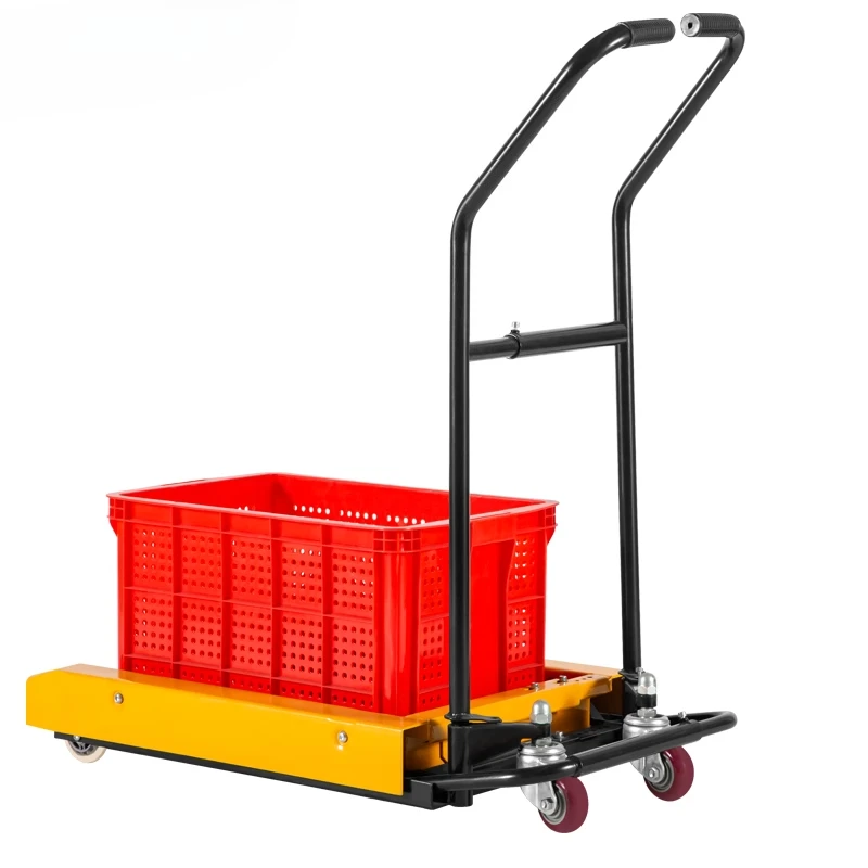 

Turnover box truck manual egg basket trolley plastic lift truck vegetable aquatic special truck forklift