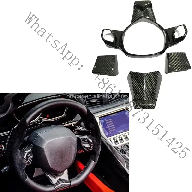 

Suitable Para coche Lp700, Luxury Glossy Black Carbon Fiber Interior Kits, Steering Wheel Cover Sets Aventad