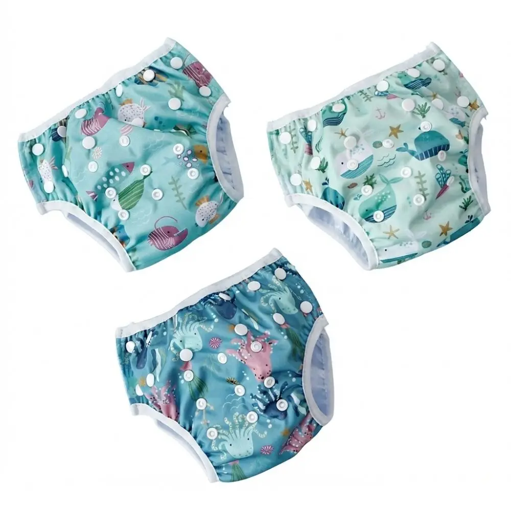 Adjustable Baby Swimming Diaper Leak Proof Snap on Closure Waterproof Diaper Pants Reusable Washable Polyester Material