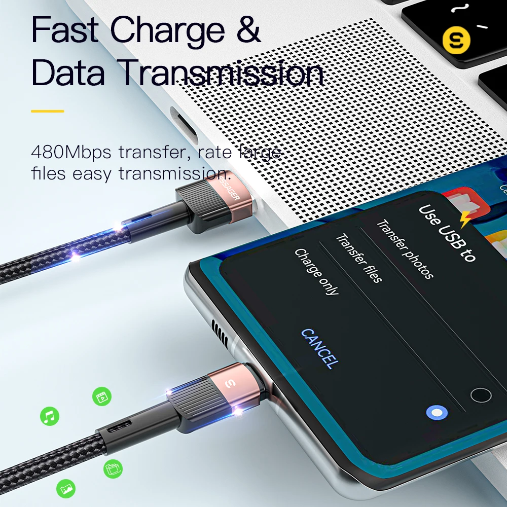 Essager 7A  USB Type C Cable For Realme Oneplus OPPO 100W Fast Charging Wire USB-C Charger Data Cord For  Huawei P30 P4060 Pro