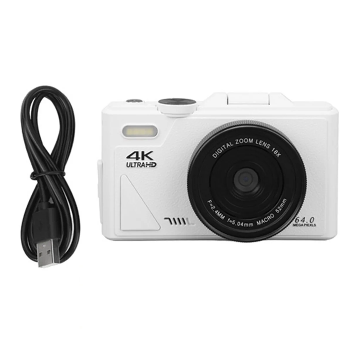 【~ New A88T】Retro Digital Camera 64MP Stabilization Video Pause Function 3 Inch IPS Screen Digital Camera for Vlogging White