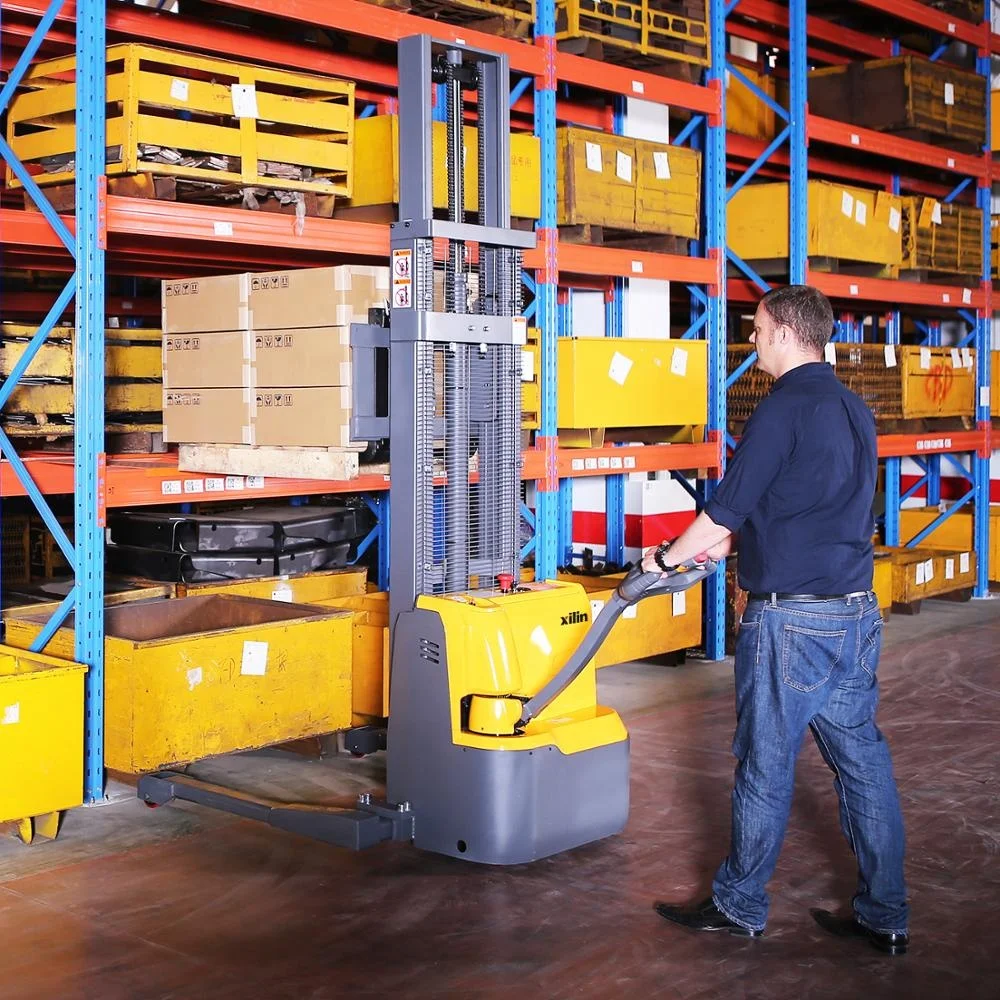 Xilin Stacker 1.6m 2.5m 3m 1000kg 1200kg1500kg Load Hydraulic Walkie Electric Straddle Stacker Forklift