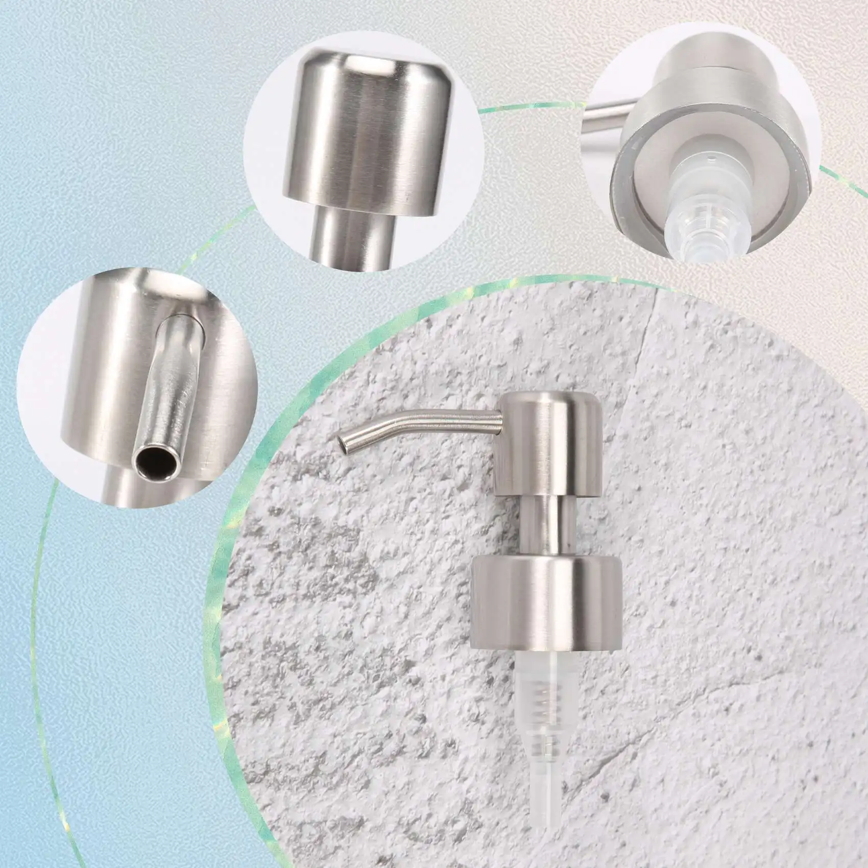 BAAJ-5Pcs Stainless Steel Soap Pump Replacement 28 Teeth Metal Bottle Nozzles Lotion Dispenser Head
