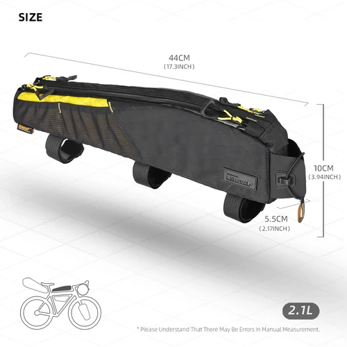 Imagen 2 del producto Rhinowalk-bolsa para tubo superior de bicicleta, impermeable, 2,1l, bolsa para cuadro frontal de bicicleta, equipaje de viaje, accesorios para bicicleta de grava MTB