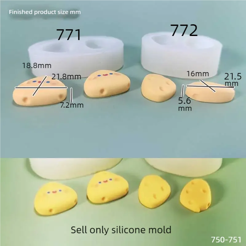 DIY Handcraft Cheese Epoxy Resin Mold Food Play Miniature Pinching Mould Epoxy Resin Mold UV Resin Moldse