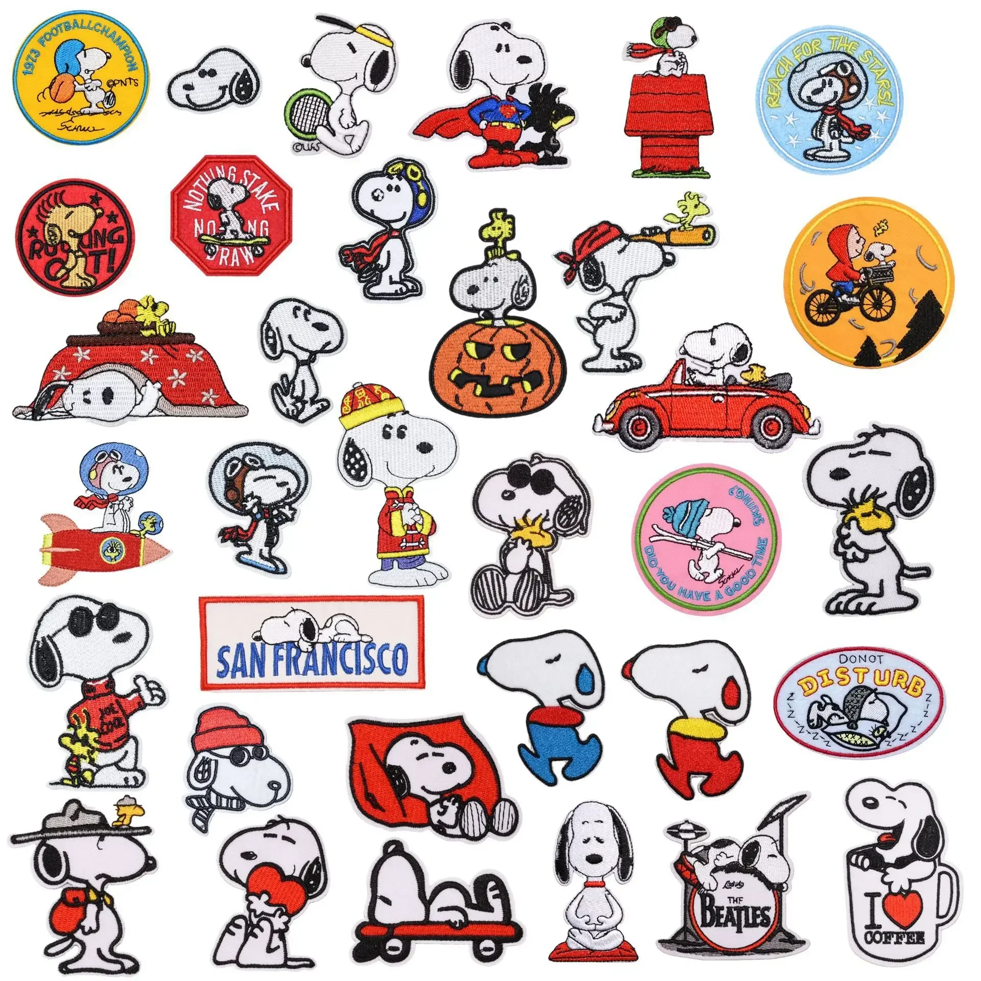 

Snoopy Embroidery Iron Stick Anime Fashion Cute Charlie Diy Bag Hat Clothes Sewing Applique Sticker Badge Christmas Decoration