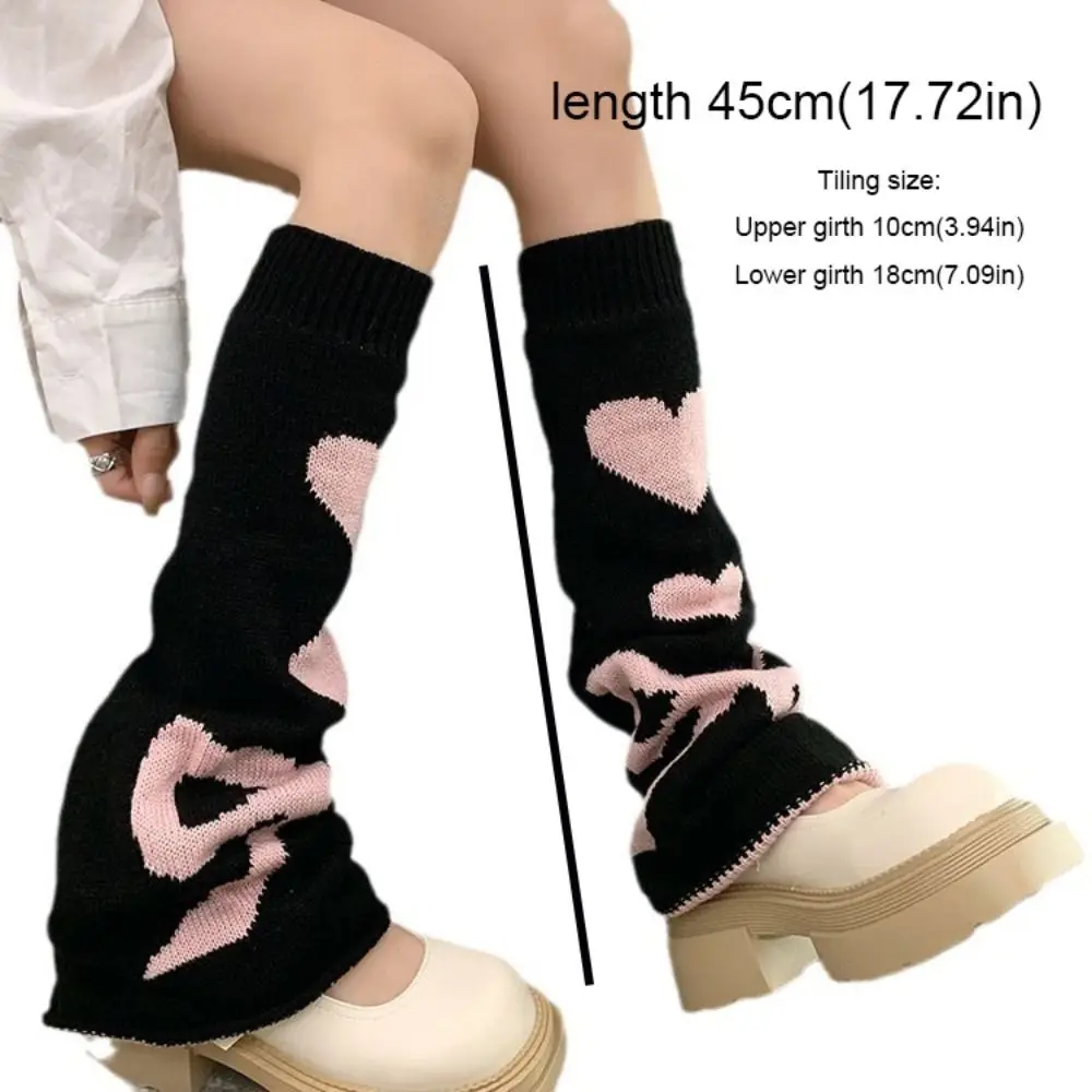 Heart Shape Ruffle Socks Knee High Foot Cover Knitted Leg Warmers Reversible Sweet Cool Asymmetric Socks Streetwear