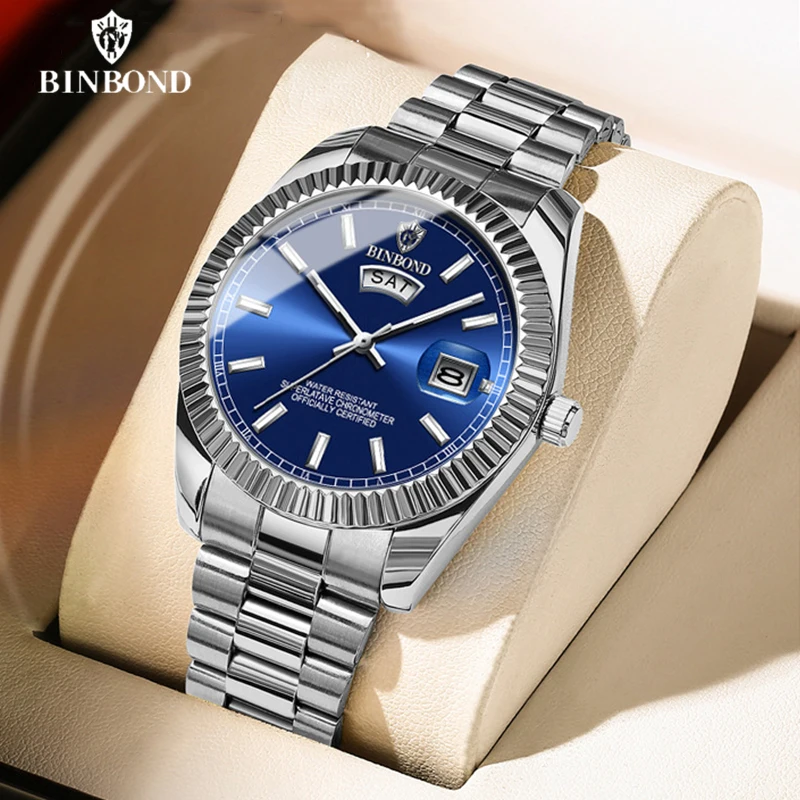 Binbond Top Brand Fashion Sports Men\'s Watches New Business Waterproof Wristwatch Stainless Steel Men Watch Relogio Masculino