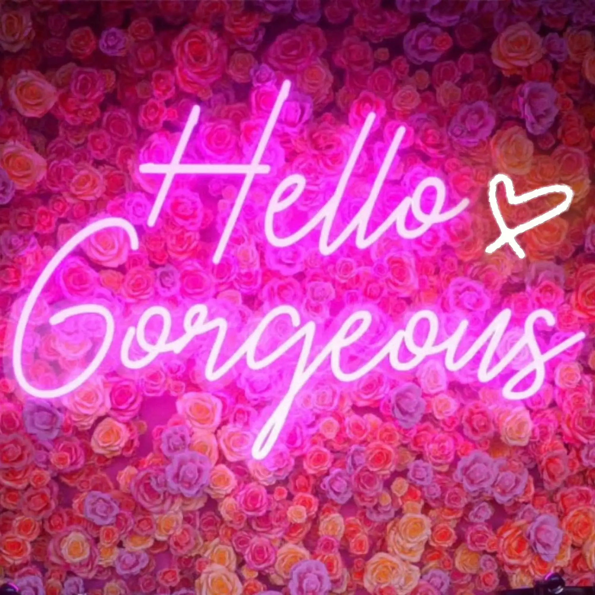 Hello Gorgeous Neon Sign Customizable Pink LED Neon Light with Heart Wall Decor for Girl Bedroom Vanity Makeup Room Bachelorette