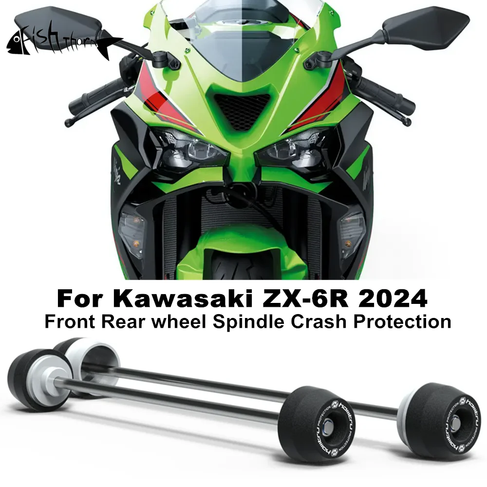 For Kawasaki ZX-6R ZX 6R ZX6R ZX-6R Performance 2023-2024 Motorcycle Front & Rear Axle Fork Crash Sliders Wheel Protection