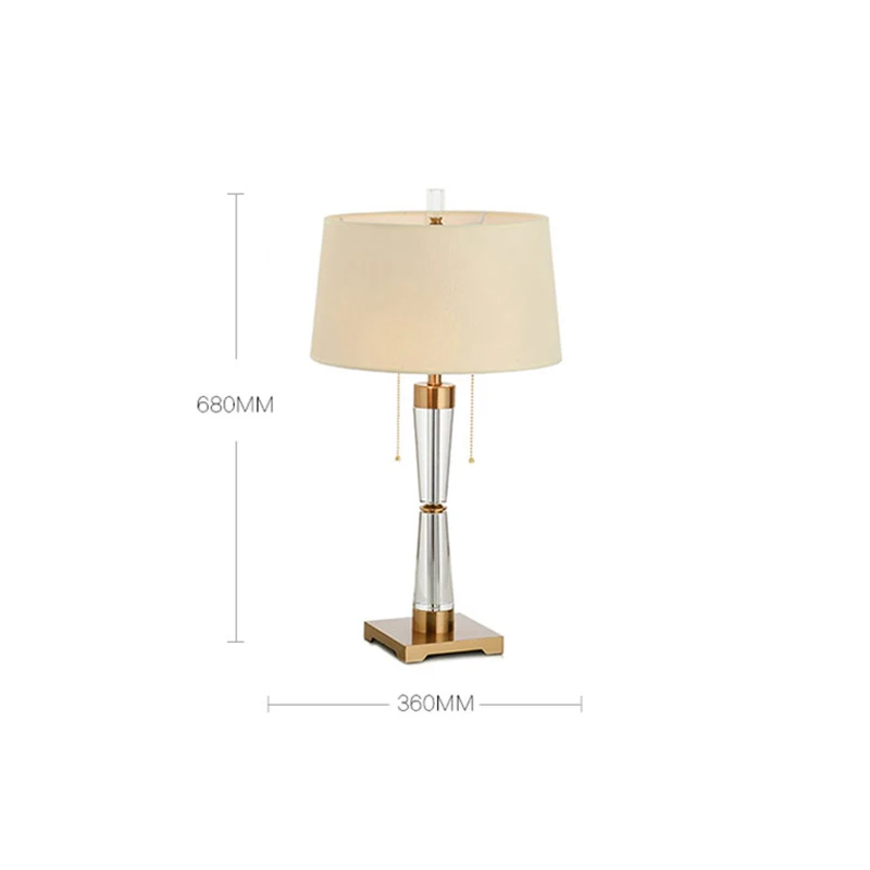 Modern Transparent Crystal Table Lamp European Style Light Luxury Metal LED E27 Lighting Living Room Decoration Cloth Cover Desk