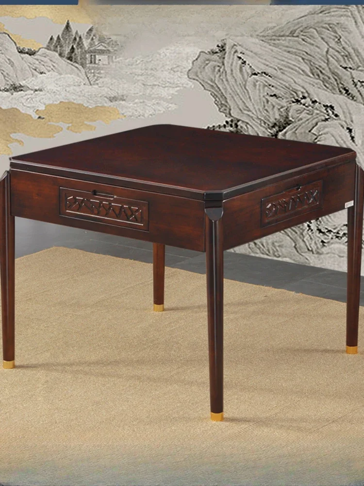 Table Dining Table Solid Wood Mahjong Machine Tea Table Dual-Use Automatic Household Tea House All-in-One Machine Linen Table