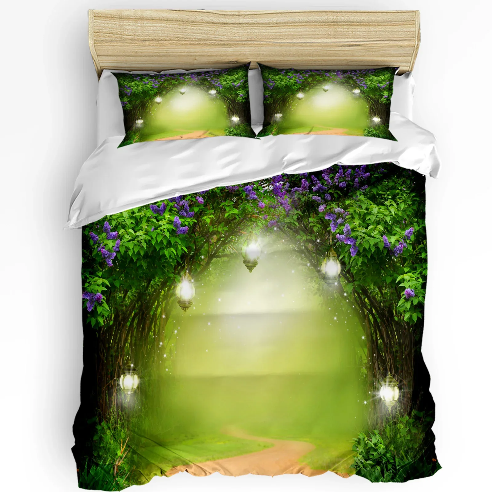 

Jungle Lantern Purple Flower Nature Duvet Cover 3pcs Bedding Set Home Textile Quilt Cover Pillowcases Room Bedding Set No Sheet