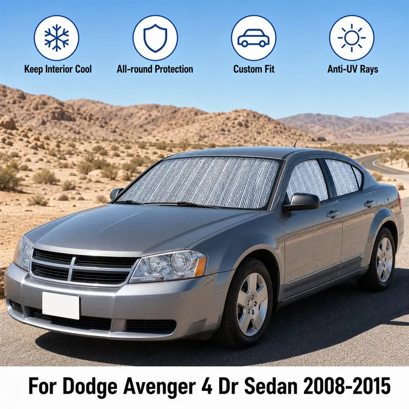 

For Dodge Avenger 4 Dr Sedan 2008-2015 Full Set Car Window Sunshades UV Block Privacy Heat Insulated Foldable Car Curtain