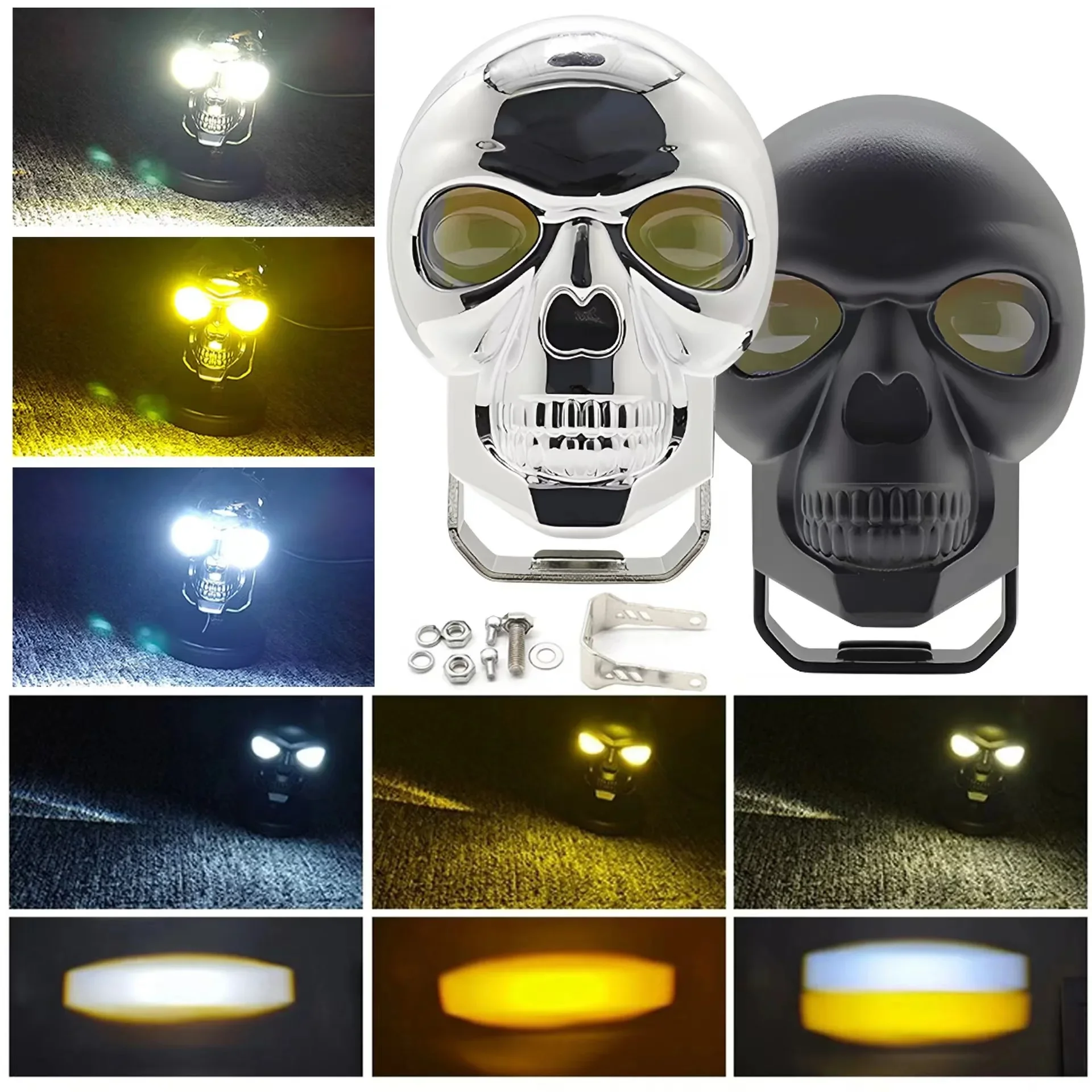 

Motorcycle Accessories Fog Light Skull Shape Waterproof light Electric Vehicle Headlight Light Projector Lens Spotlight