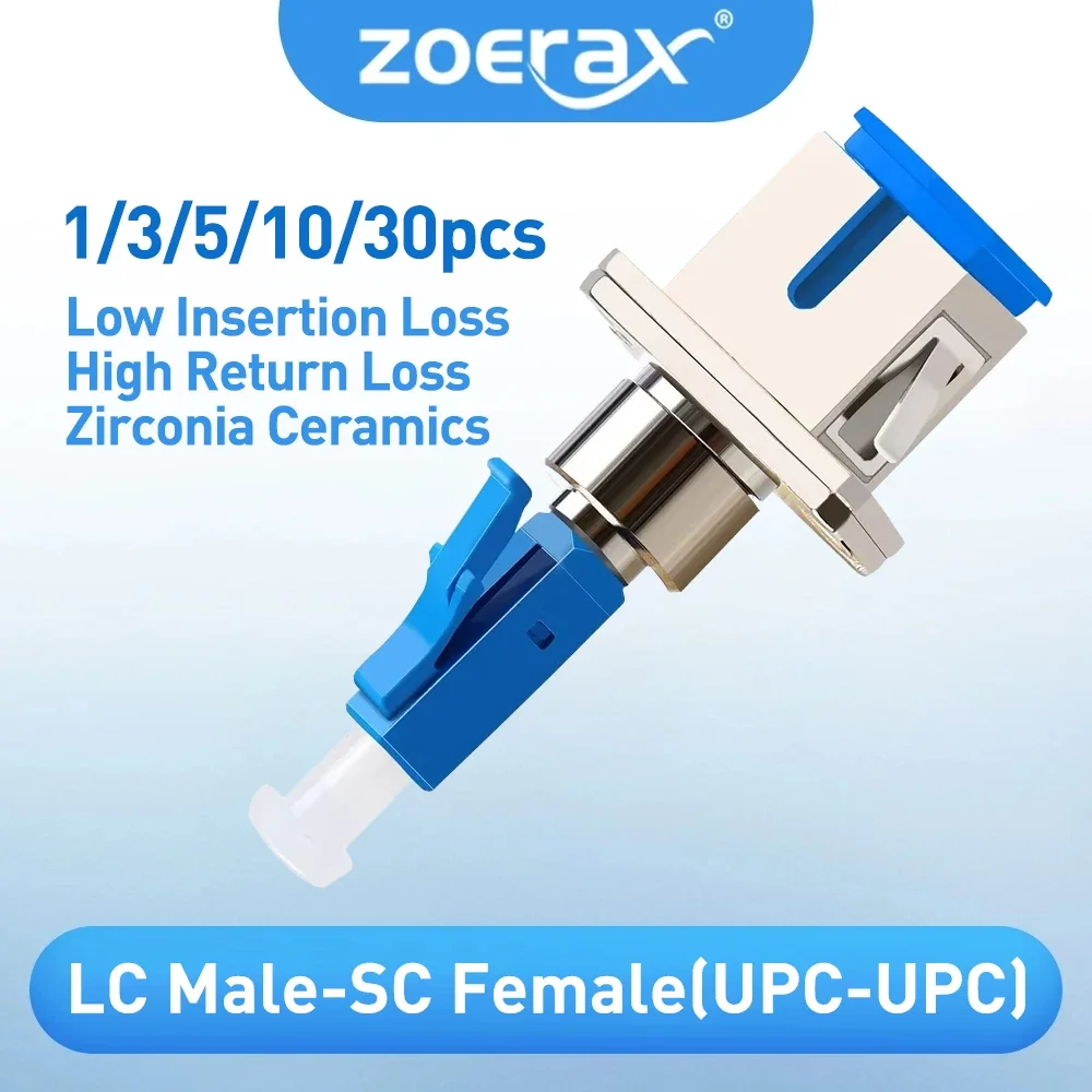 

ZoeRax LC/UPC to SC/UPC Simplex Fiber Optic Hybrid Adapter Coupler for FTTH Patch Cord Pigtail Optical Power Meter Red Light Pen