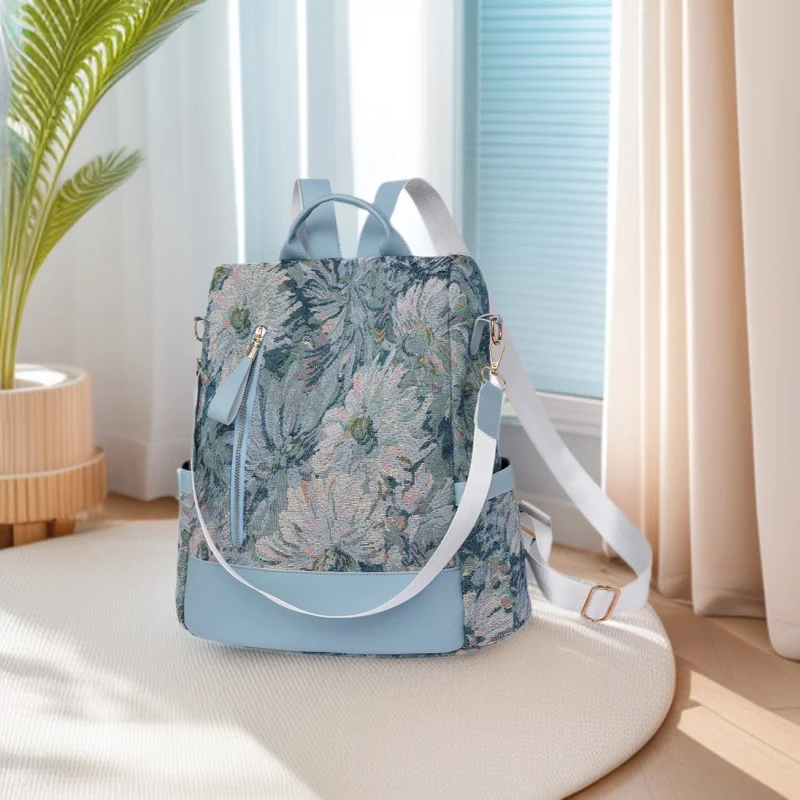 Casual women's backpack, dual-purpose waterproof Oxford fabric, large-capacity anti-theft backpack, single-shoulder women's bag