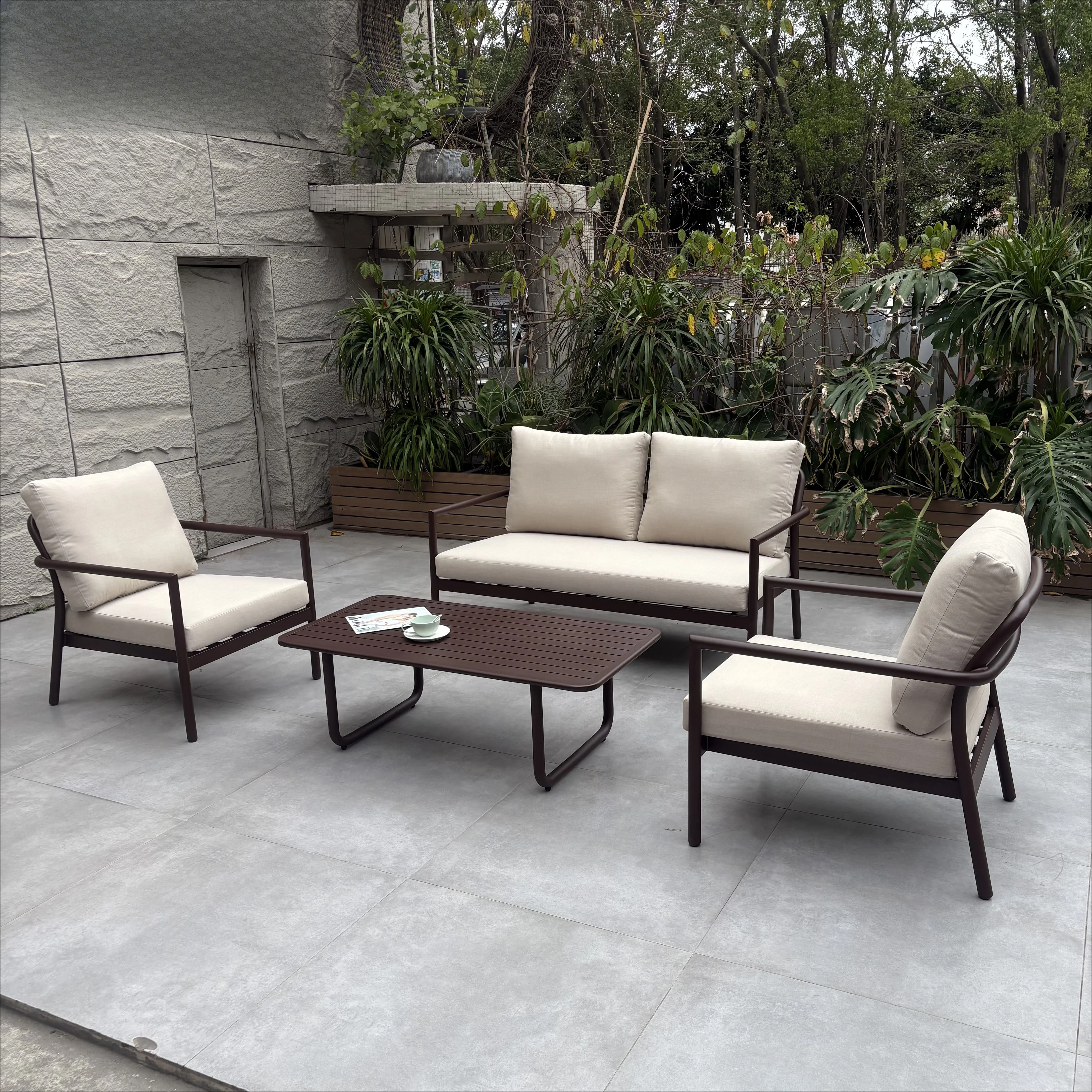 

Modern Garden Sofa Aluminum Outdoor Sofa Set Hotel Patio Lounge Chair Outdoor Furniture Modern Patio Sofa Garden Set