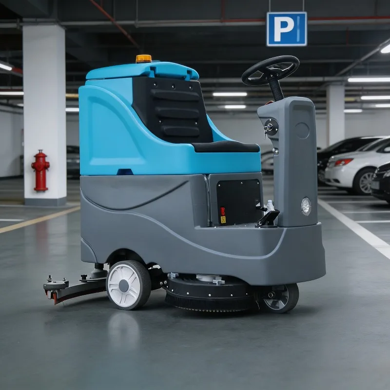 Industrial Ride on Floor Scrubber 36V 150Ah Battery 32 Inch Cleaning Path for Warehouse Logistics Center Hard Floors