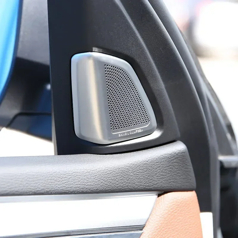 For BMW X5 F15 2014-2018 Stainless Steel Silver Car Audio Speaker Tweeters Cover Trim Stickers Interior Car Accessories