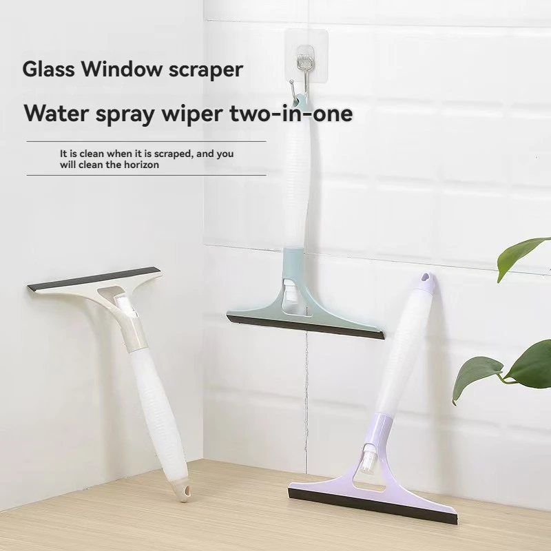 2Pcs/Multifunctional Glass Window Cleaner, Household Wiper with Water Spray, Dual-Purpose Bathroom Cleaning Tool