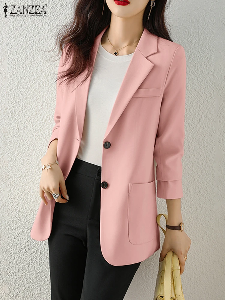 ZANZEA Women Streetwear Tops Elegant Korean Style Notched Lapel Long Sleeve Casual Blazer Office Wear 2024 Fashion Suit Jackets