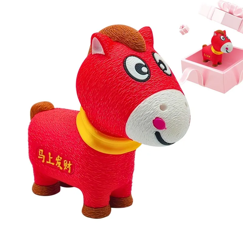 

3D Printed Cute Pony Ornament Rotatable Mouth 2026 Year Of The Horse Figurine Desktop Home Office Desk Decor Birthday Gift