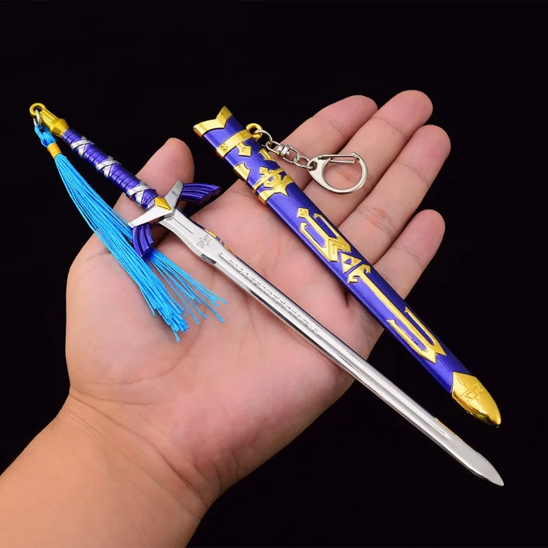 Llaveros periféricos de juego de arma de espada maestra de 23cm, accesorios de arma de Metal, modelo de adornos Katana, estatua, colección de regalos para niños