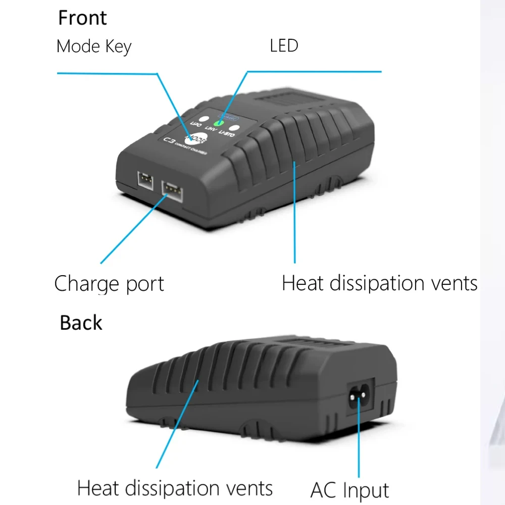 ToolkitRC C3 Smart Balance Charger 25W US Plug Support 2S 3S LiPo LiHV Battery 3.85V Storage Mode For FPV Tinywhoop Drone - view 5