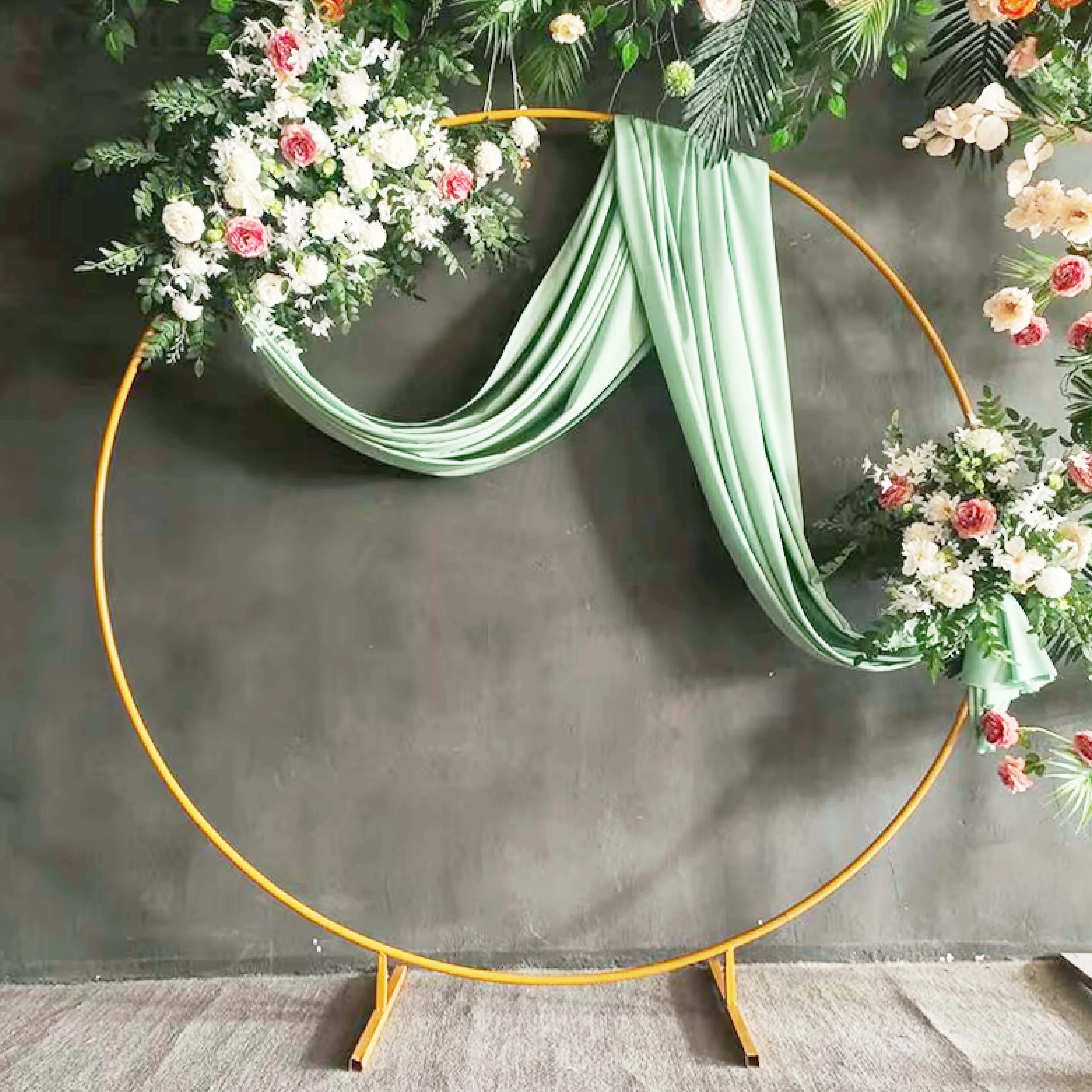 

Golden Arch Round Wedding Backdrop Stand,Birthday Party Balloon Metal Circle Stand Backdrop Frame,Baby Shower Photography Decor