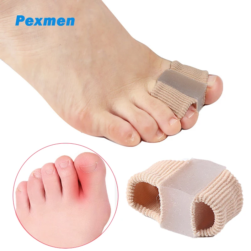 Pexmen 1/2Pcs Toe Separator Spacers 2 Loops Fabric Bunion Corrector with Gel Lining for Bunion Pain Relief and Overlapping Toe