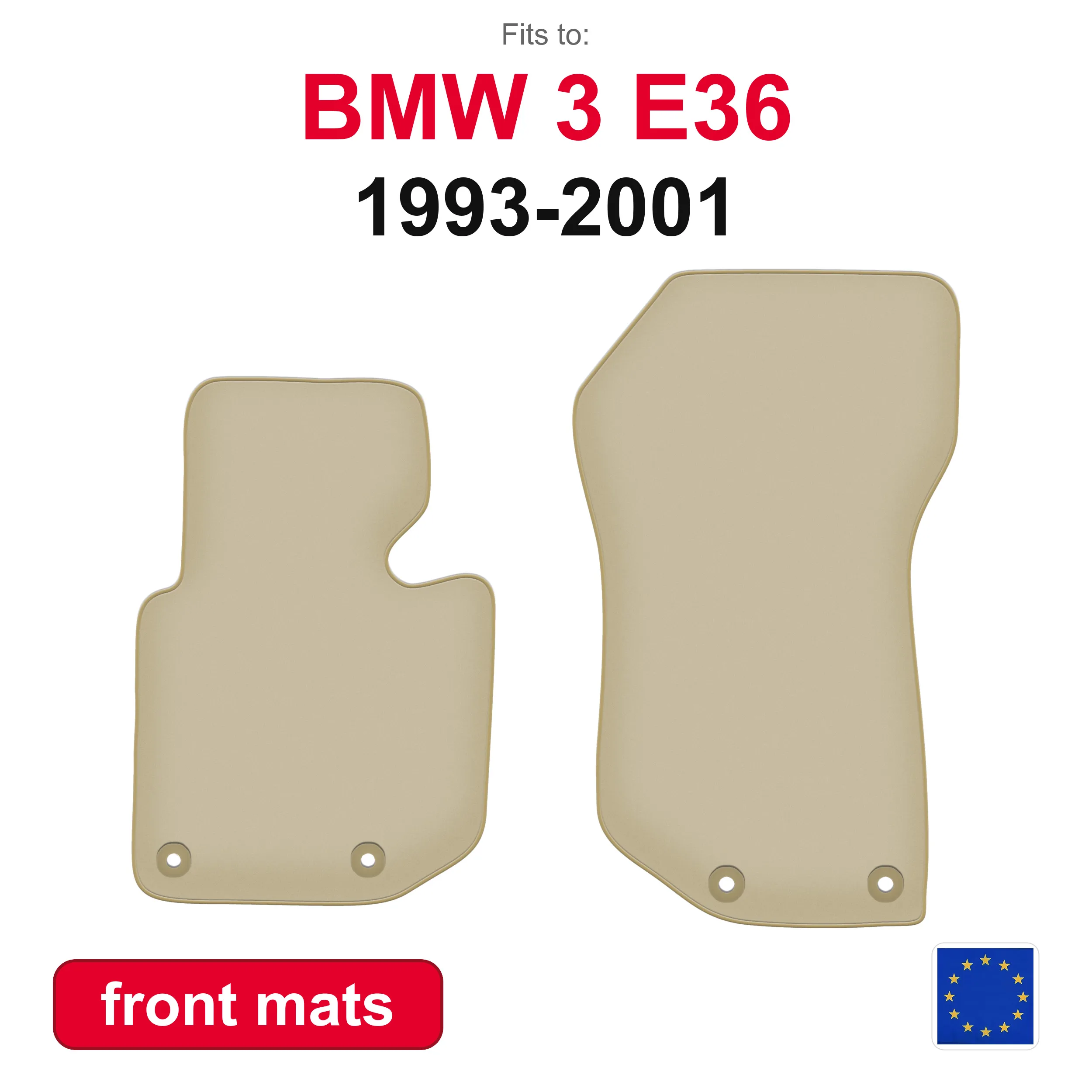 PREMIUM-Autofußmatten vorne für BMW 3 E36 Cabrio (1993-2001) – beige, 2-teiliges Set mit vorderen Autoteppichen