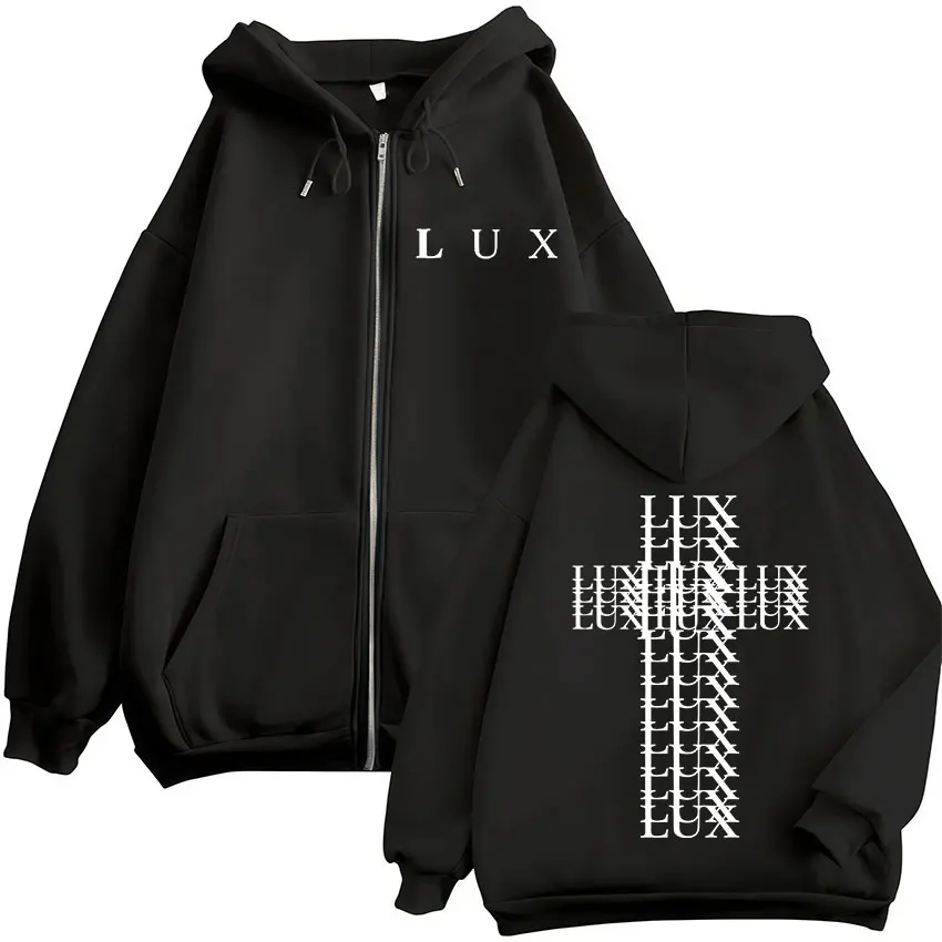 Rapper rosalia lux tour 2025 álbum zíper com capuz unisex hip hop gótico rock zip up sweatshirts inverno casual jaqueta de lã com capuz