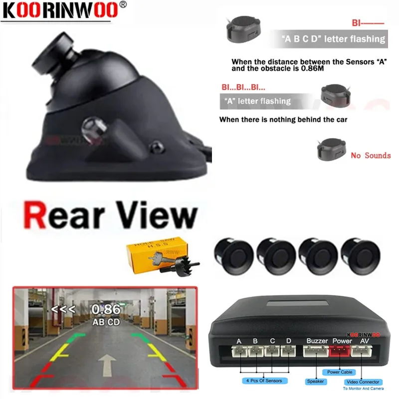 

Car Parktronic Electronic Accessories Reversing Sensors 4 With Rear View Camera For Android Radio Auto Recoil Parking Sensor Kit