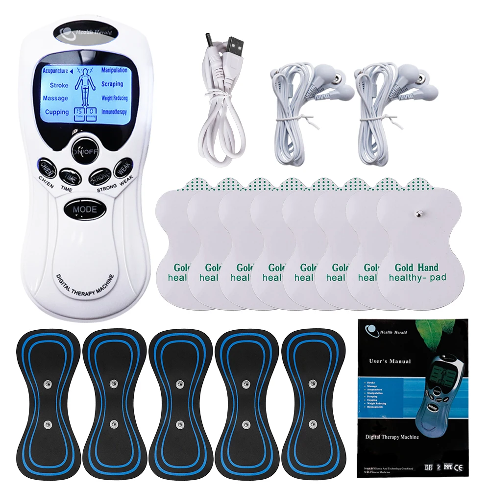Professional Electric Body Massager Dual Outputs Tens Unit EMS Muscle Electrostimulator Neck Back Foot Hand Leg Massage Relax