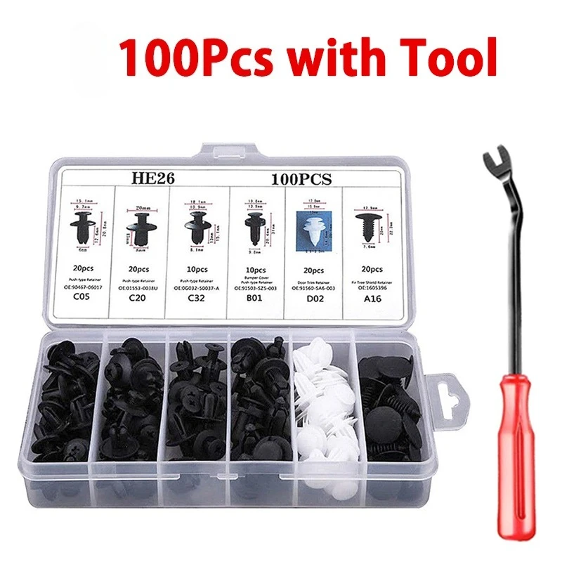 Klip Pengikat Panel Trim Pintu Bumper Mobil Campuran, Kit Penahan Dorong Otomatis, Paket Kotak Tas 2025
