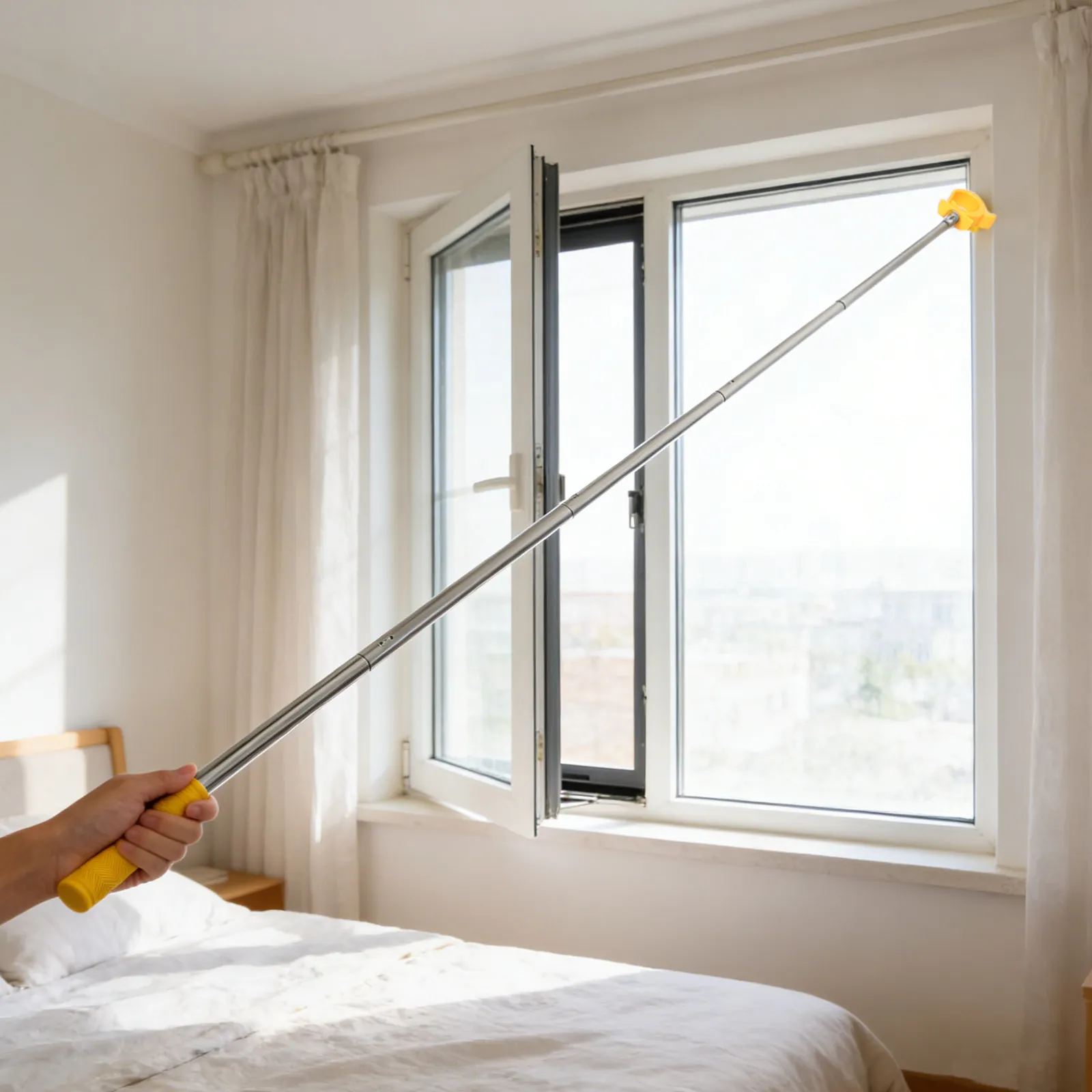 1.88m Window Opener Rod Telescopic Pull Wand Extendable for Awning Blinds Curtain High Window Operation