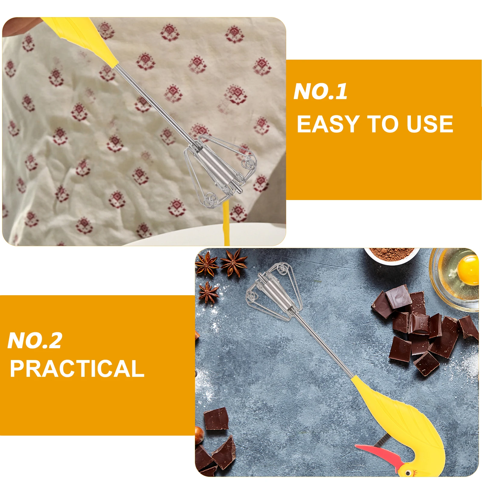 

1Pcs Egg Whisk Semi-Automatic Stainless Steel Mixer Labor-Saving Household Kitchen Gadget Efficient Cream Butter Stirrer Baking