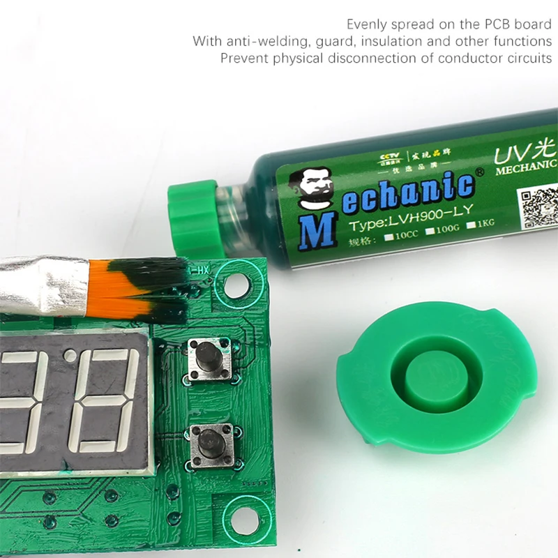 Маска для пайки MECHANIC UV, паяльное, сварочное масло для ремонта материнской платы BGA PCB, предотвращает КОРРОЗИОННОЕ ударное воздействие