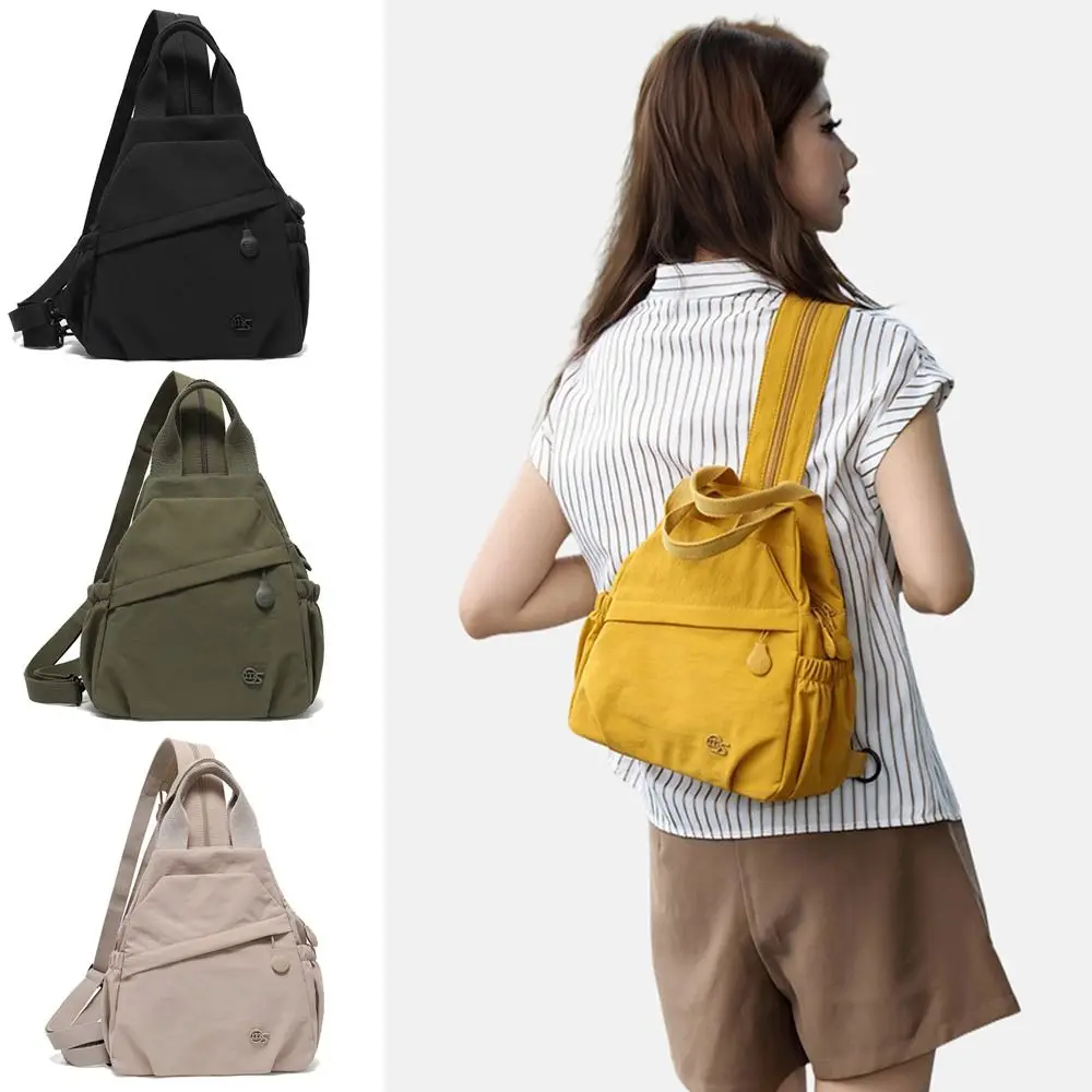 

Lightweight Multifunction Women's Casual Backpack Nylon Cloth Zipper Shoulder Bag Dual Purpose Storage Bag Outdoor Activities