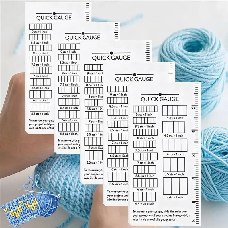 A68P-Quick Gauge Ruler For Knitting And Crochet, Precision Stitch Measurement Tool Portable Craft Companion (5Pcs)