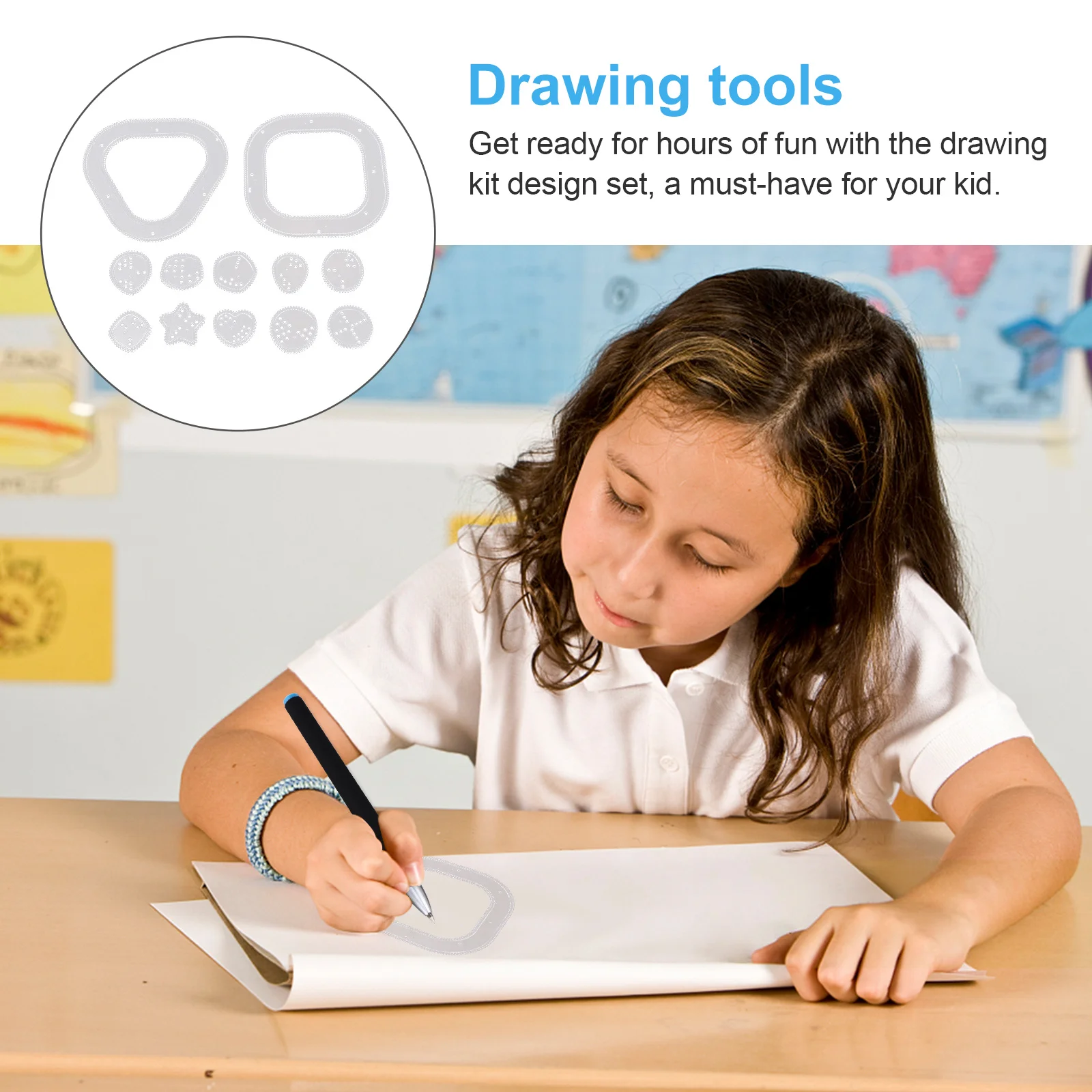 مجموعة واحدة من مسطرة رسم Wanhua مجموعة قوالب رسم مجوفة إبداعية لرسم مجموعة تروس تعليمية فنية ذاتية الصنع #4