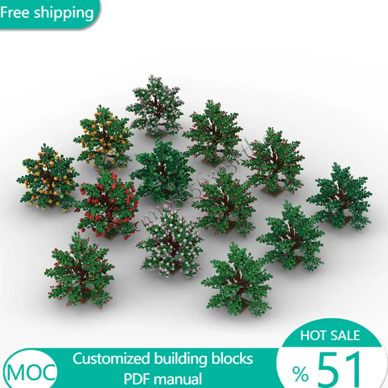 

4431 шт., набор фруктовых деревьев MOC, модульный строительный блок, креативный дизайн, образовательная модель, игрушка для мальчиков «сделай сам», подарок на день рождения