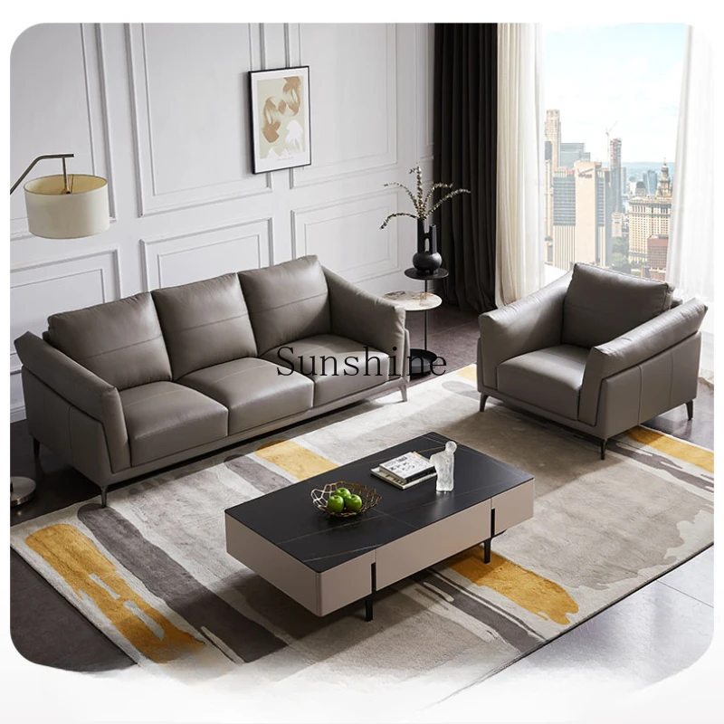 

Italian simple style small apartment living room leather sofa