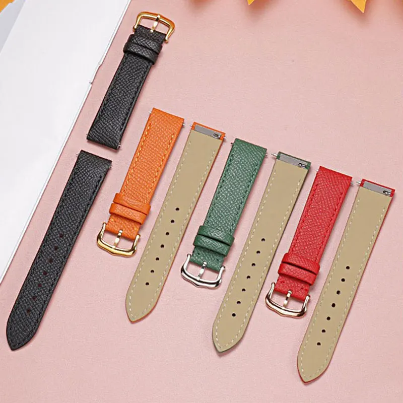 Luxury Custom EPSOM Cowhide Watchband Quick Release Flat Interface Pin Buckle Strap 15.5MM 17.5MM 19.5MM For DUMONT Series Watch